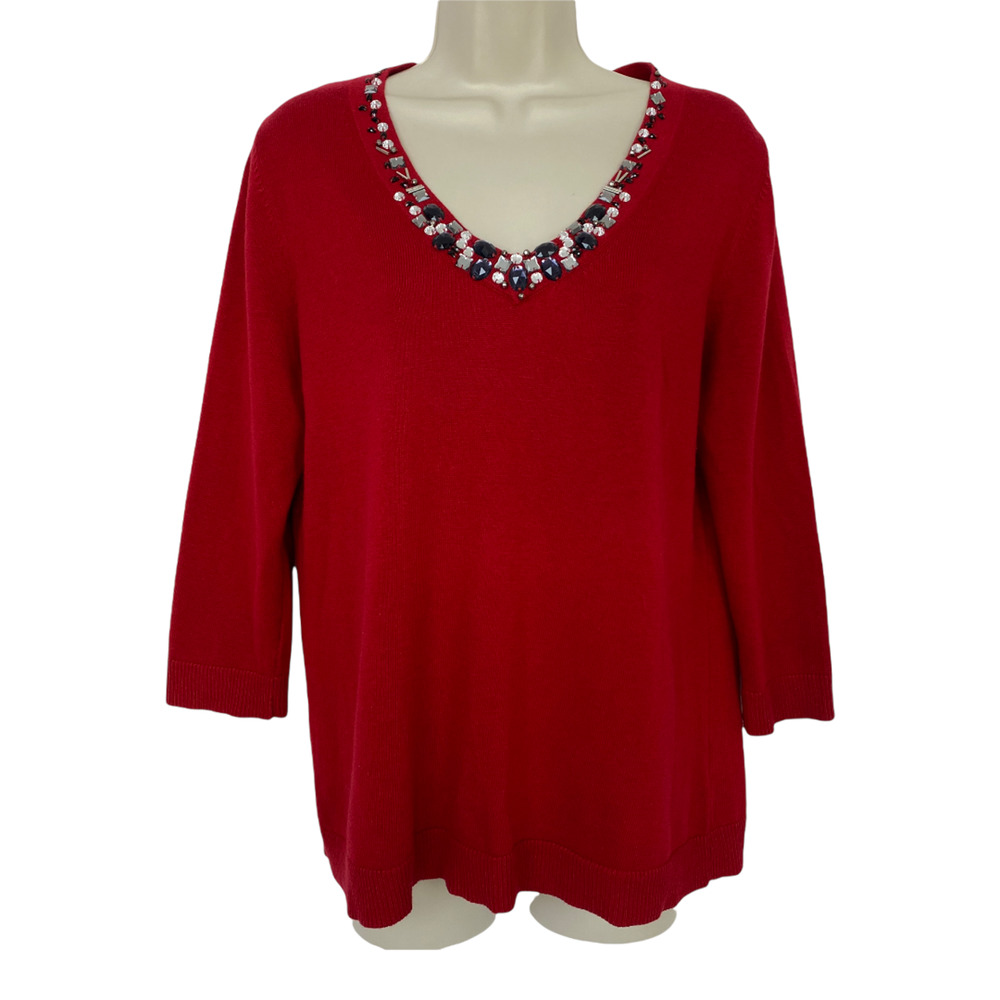 Coldwater Creek Angora Blend Sweater Medium Jeweled Embellished Dressy